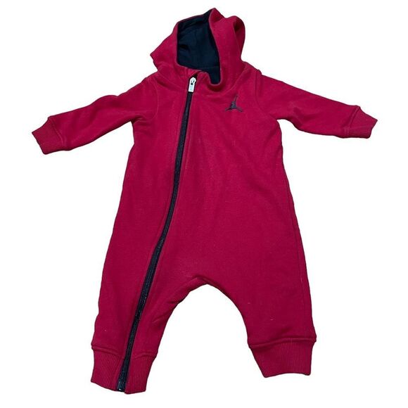 Jordan Red Hooded Footie Pajamas - Picture 2 of 3
